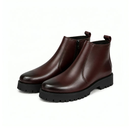 High Sole Chunky Zip Brown Chelsea Boots 202