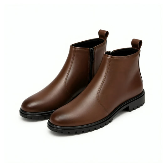 Brown Leather Zip Chelsea Boots 204