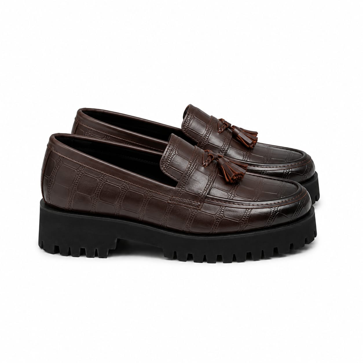 High Sole Brown Croc Chunky 03