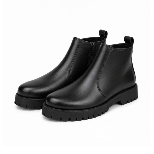 High Sole Chunky Zip Black Chelsea Boots 201