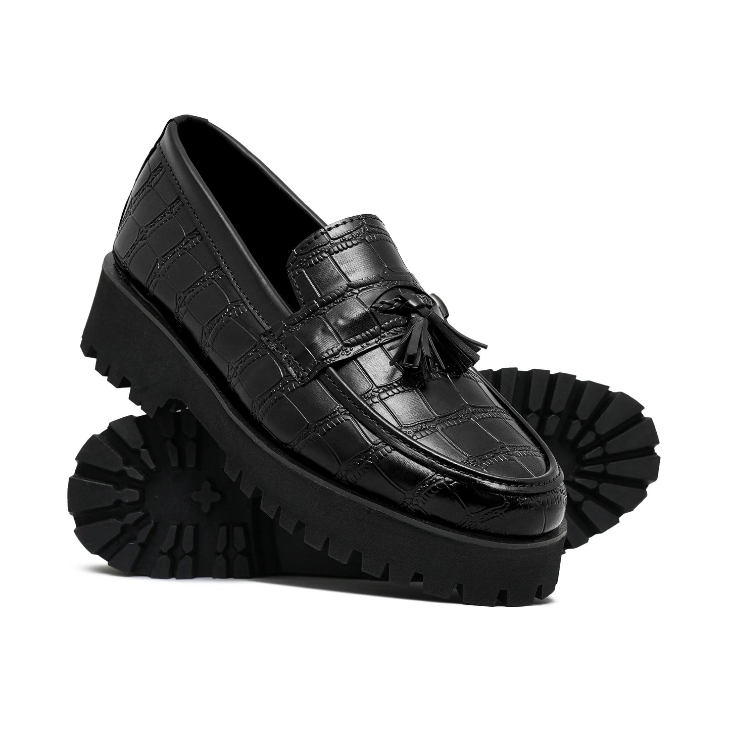 High Sole Black Croc Chunky 04