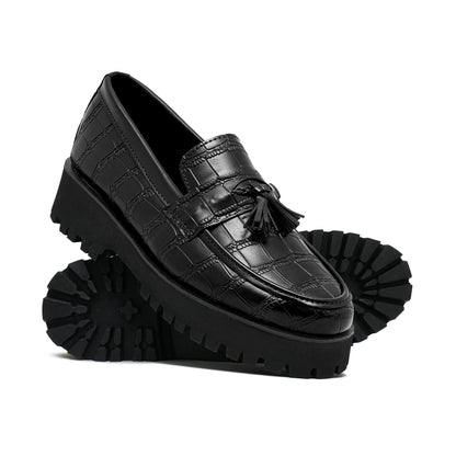 High Sole Black Croc Chunky 04