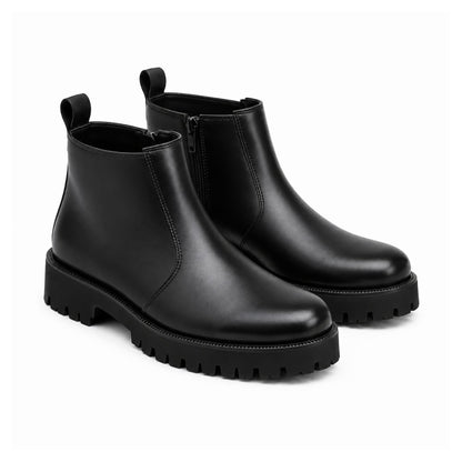 High Sole Chunky Zip Black Chelsea Boots 201