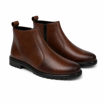 Brown Leather Zip Chelsea Boots 204