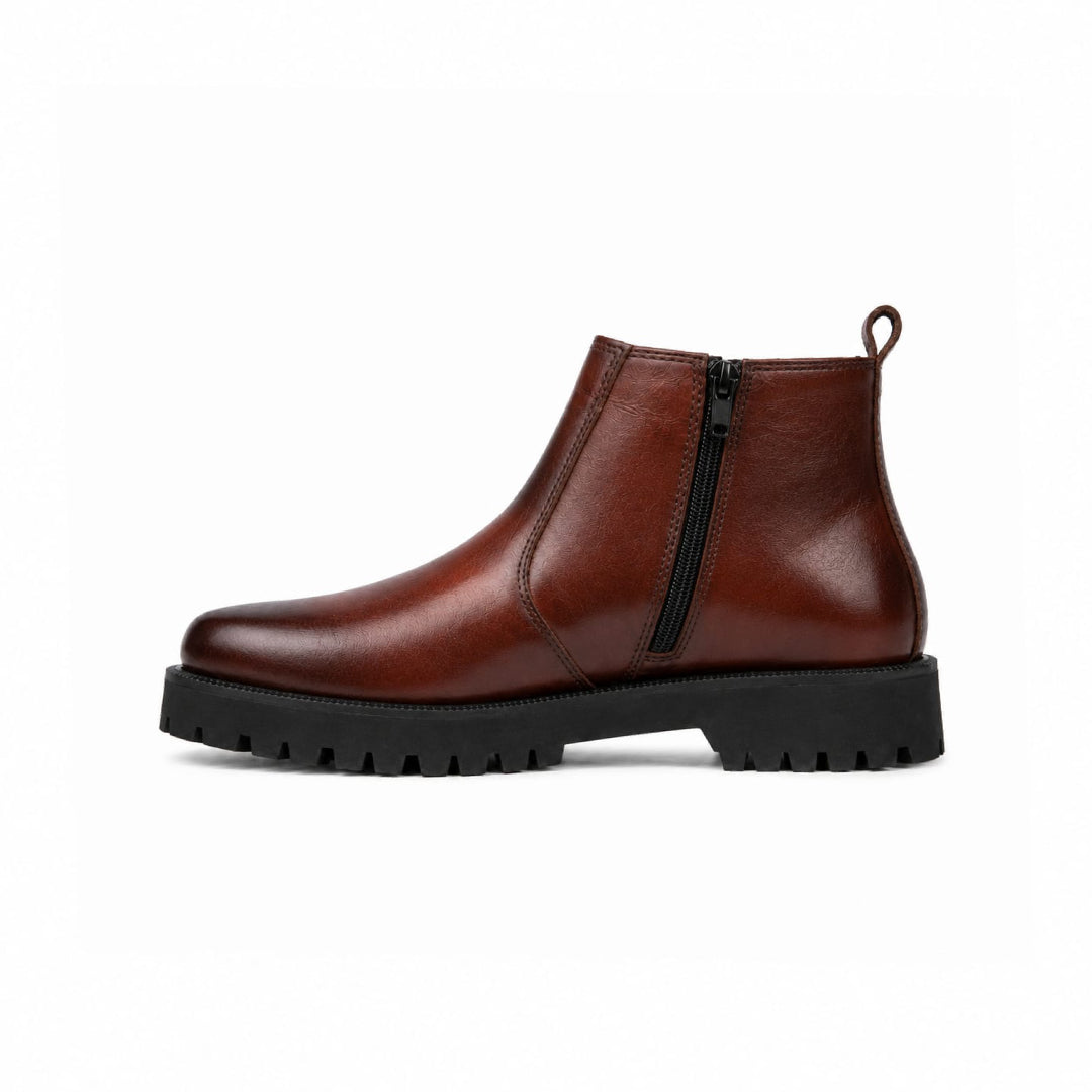 High Sole Chunky Zip Brown Chelsea Boots 202