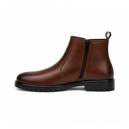 Brown Leather Zip Chelsea Boots 204