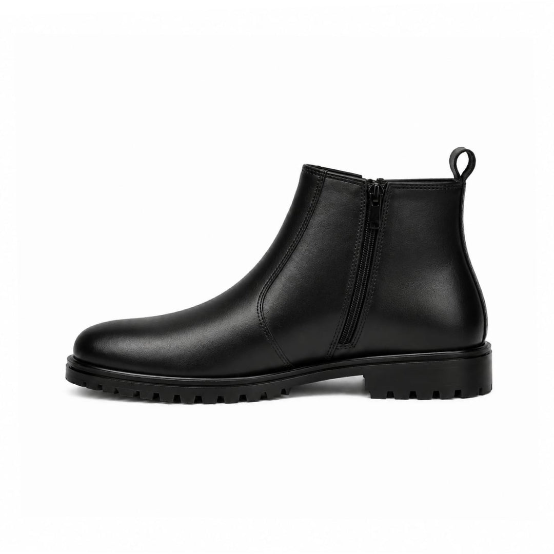 Black Leather Zip Chelsea Boots 203
