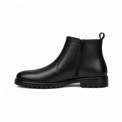 Black Leather Zip Chelsea Boots 203