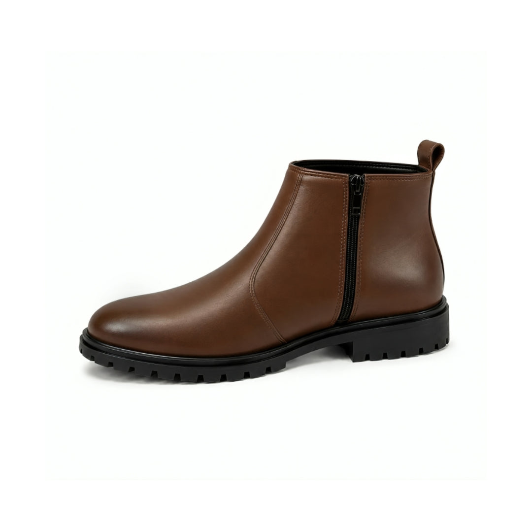 Brown Leather Zip Chelsea Boots 204