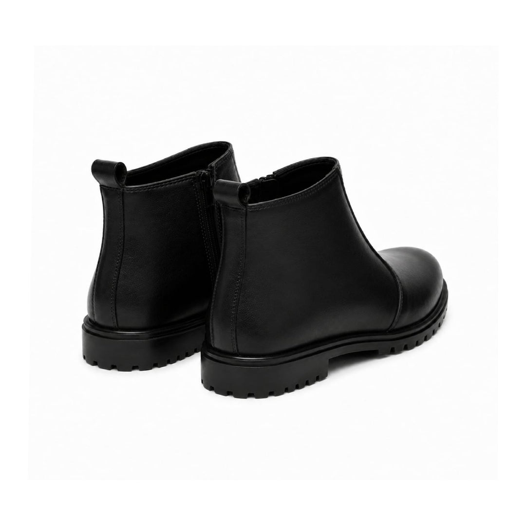 Black Leather Zip Chelsea Boots 203