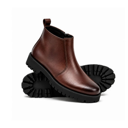 High Sole Chunky Zip Brown Chelsea Boots 202