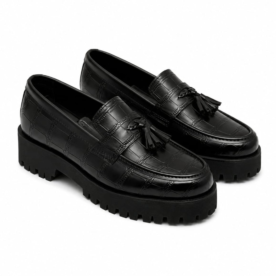 High Sole Black Croc Chunky 04