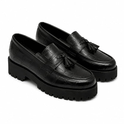 High Sole Black Croc Chunky 04