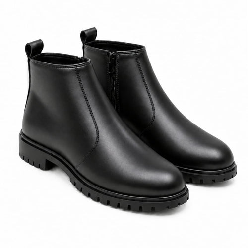 Black Leather Zip Chelsea Boots 203