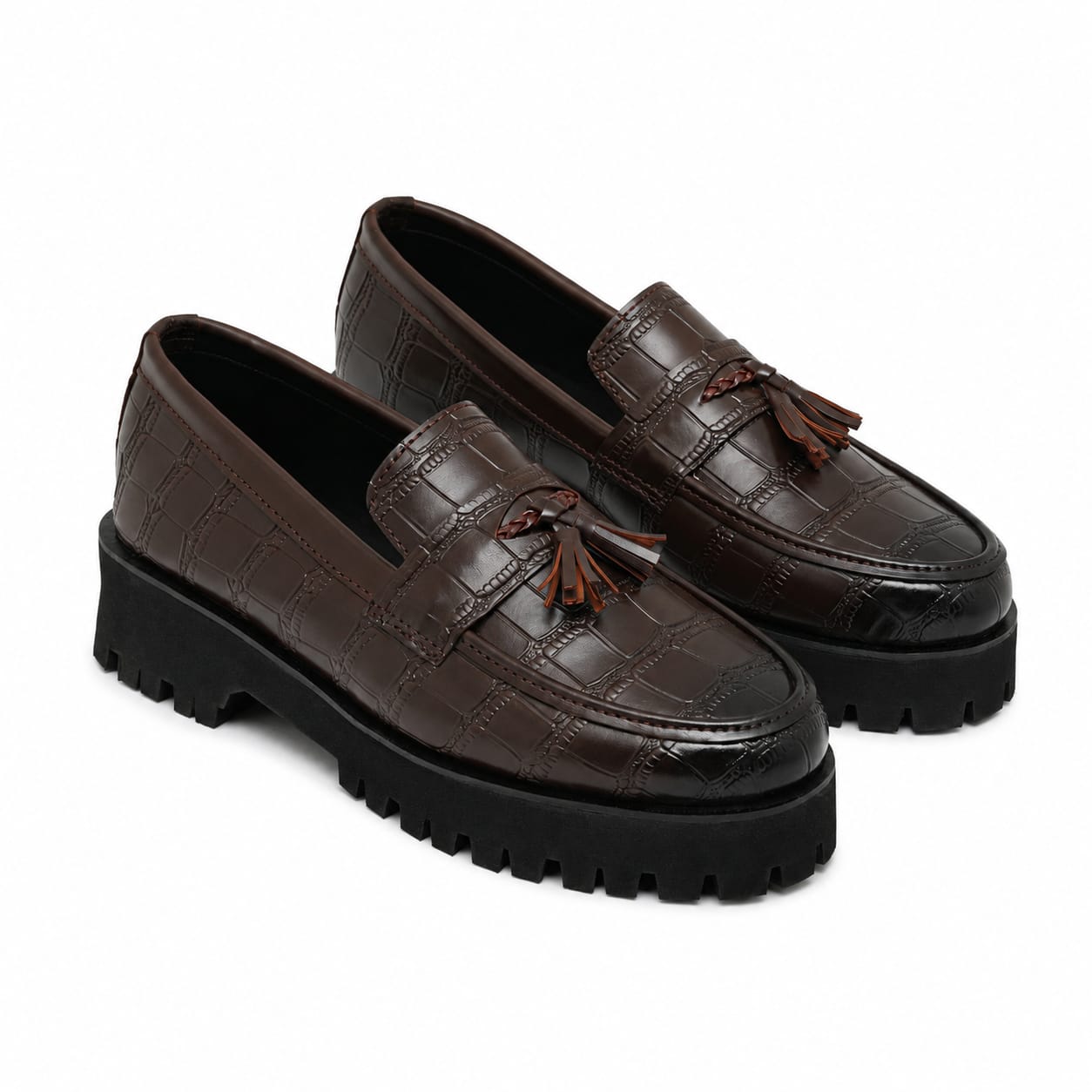 High Sole Brown Croc Chunky 03