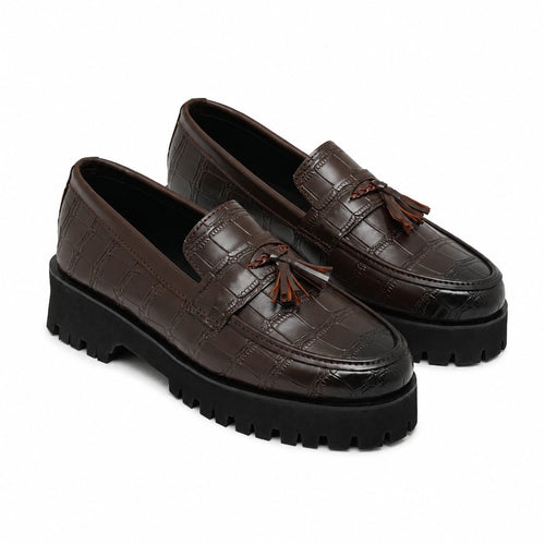 High Sole Brown Croc Chunky 03