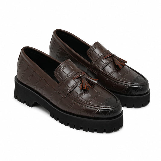 High Sole Brown Croc Chunky 03