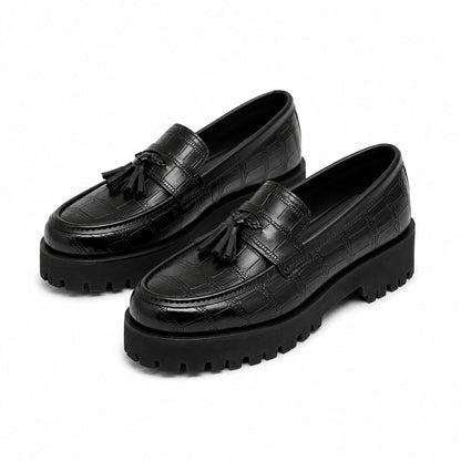 High Sole Black Croc Chunky 04