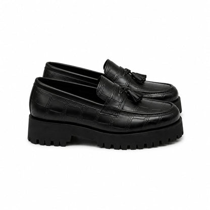 High Sole Black Croc Chunky 04