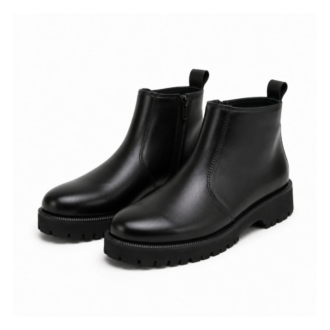High Sole Chunky Zip Black Chelsea Boots 201