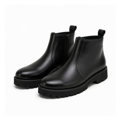 High Sole Chunky Zip Black Chelsea Boots 201
