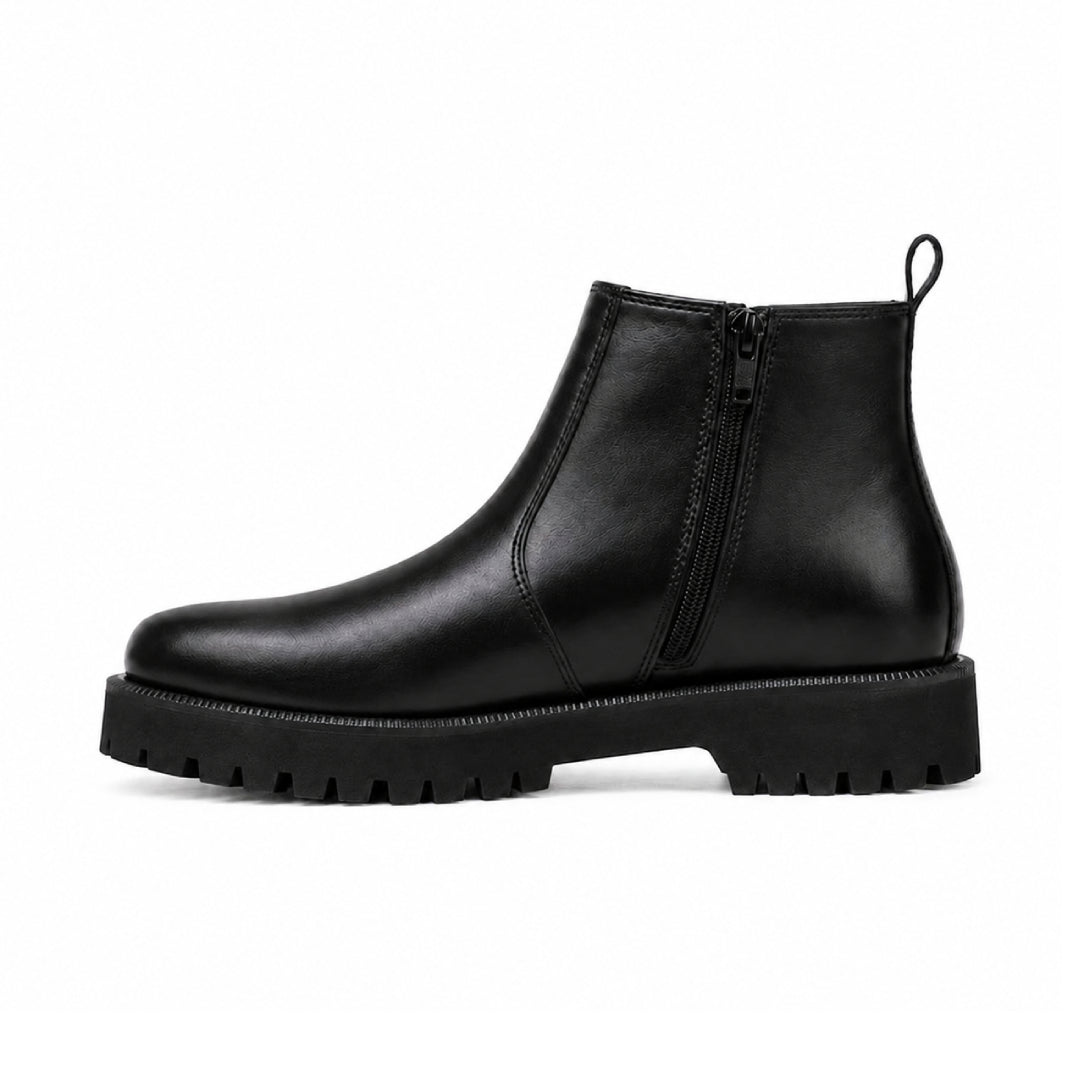 High Sole Chunky Zip Black Chelsea Boots 201