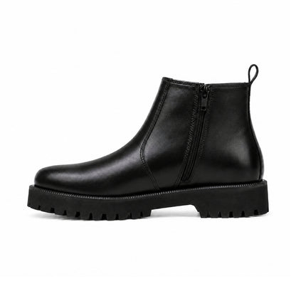 High Sole Chunky Zip Black Chelsea Boots 201