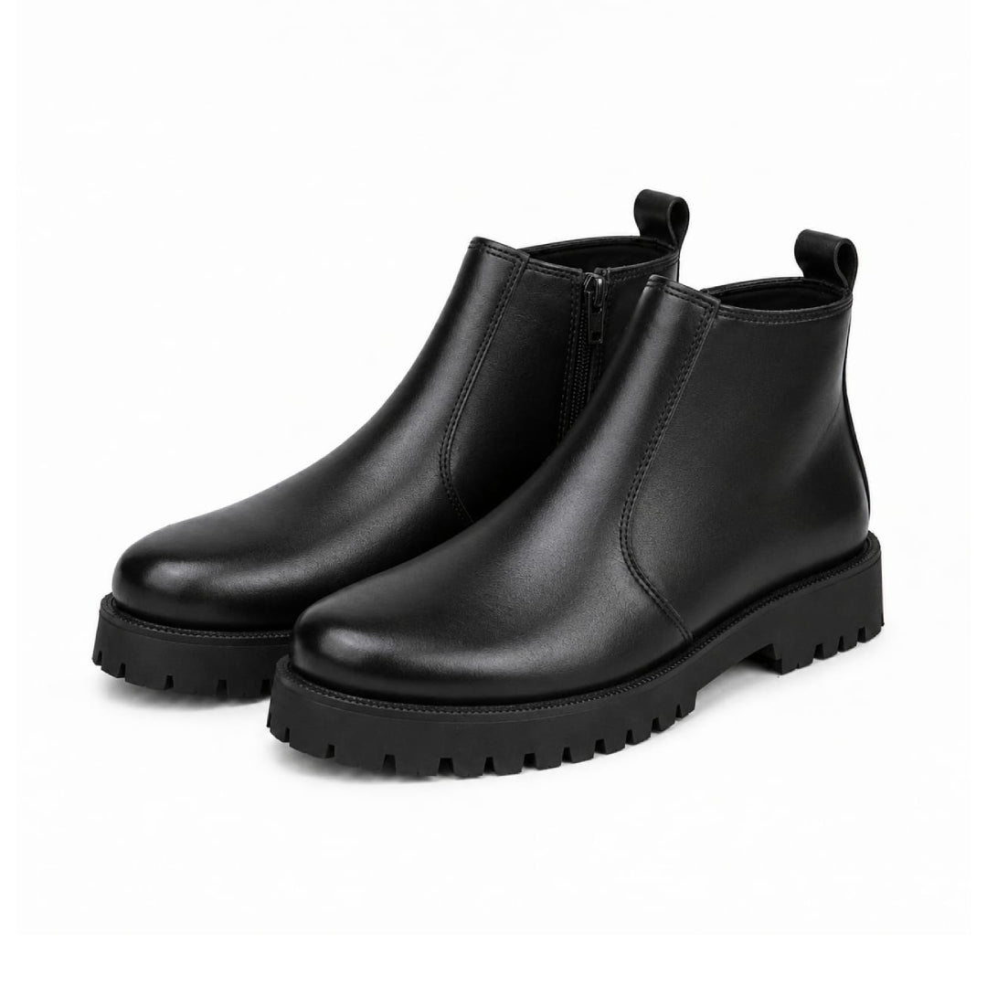 High Sole Chunky Zip Black Chelsea Boots 201