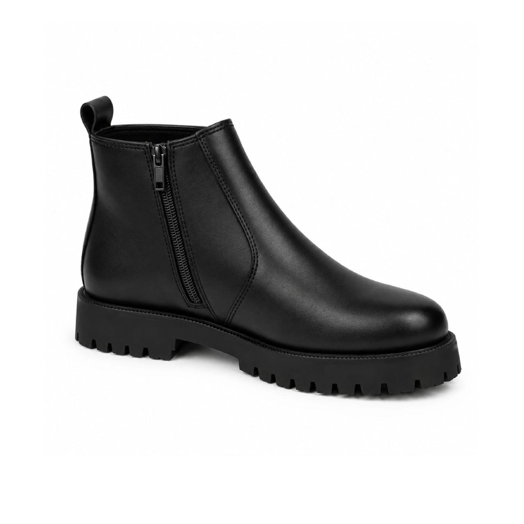 High Sole Chunky Zip Black Chelsea Boots 201