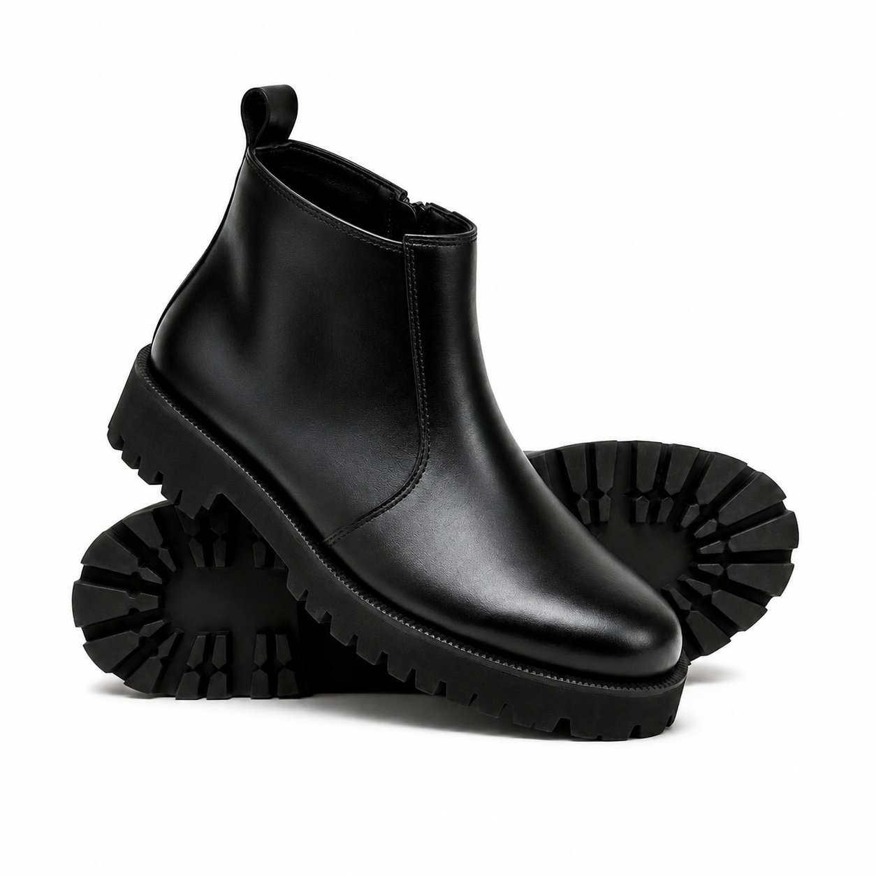 High Sole Chunky Zip Black Chelsea Boots 201