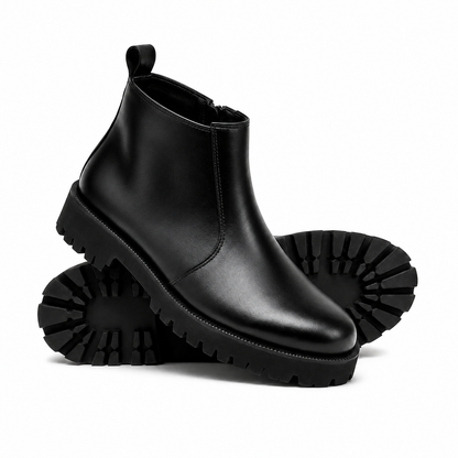 High Sole Chunky Zip Black Chelsea Boots 201