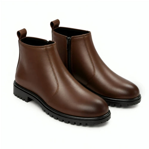Brown Leather Zip Chelsea Boots 204